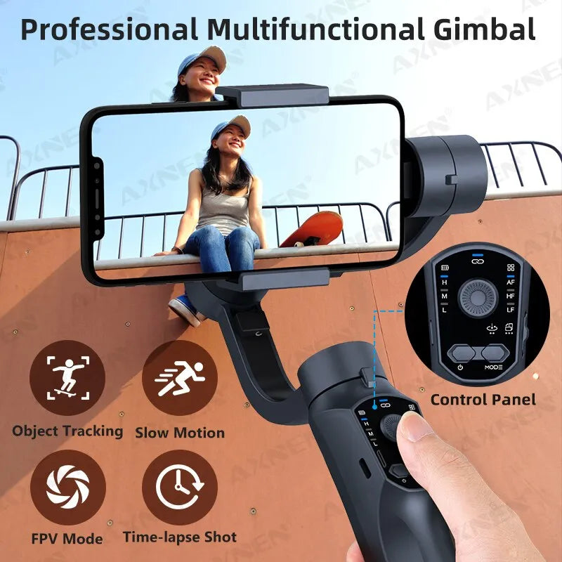 3-Axis Handheld Gimbal, Smartphone Stabilizer, Selfie Stick, Video Recording for Android, iPhone