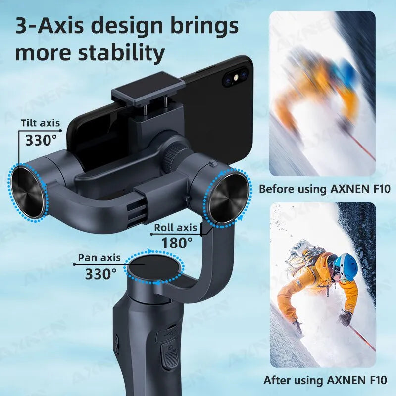 3-Axis Handheld Gimbal, Smartphone Stabilizer, Selfie Stick, Video Recording for Android, iPhone